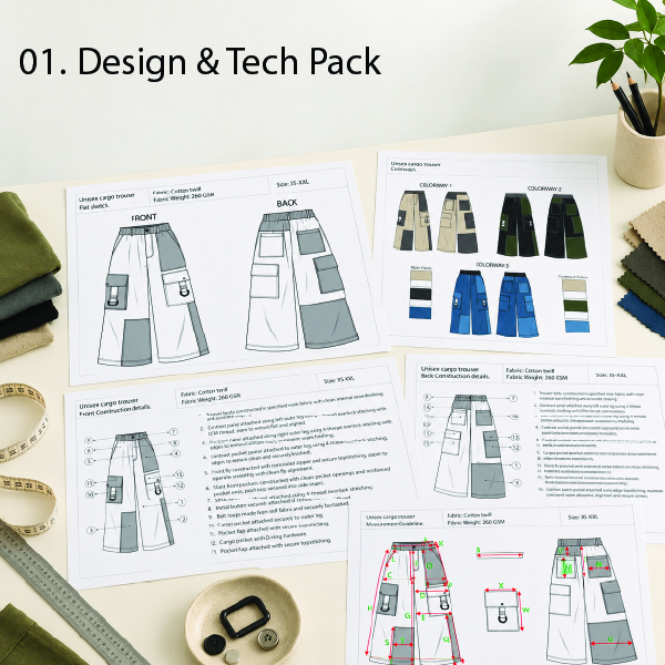 converting design Ideas to fashion flats